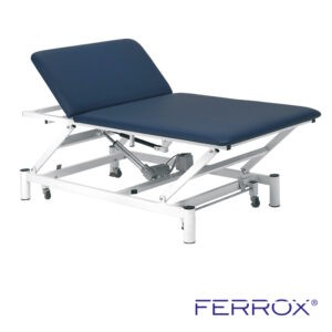 Table de massage électrique bobath avec dossier pour kiné de couleur bleu marine de marque Ferrox