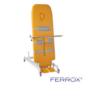 Table de verticalisation électrique pour kiné de couleur jaune de marque Ferrox