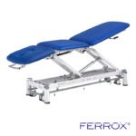 Table de massage électrique trois plans pour kiné de couleur bleu de marque Ferrox