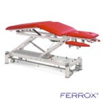 Table de massage électrique cinq plans pour kiné de couleur rouge de marque Ferrox