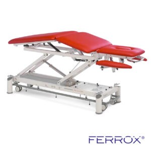 Table de massage électrique cinq plans pour kiné de couleur rouge de marque Ferrox