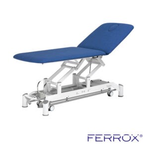 Table de massage électrique deux plans pour kiné de couleur bleu de marque Ferrox