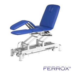 Table de massage électrique six plans pour kiné de couleur bleu de marque Ferrox