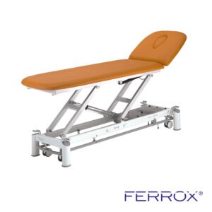 Table de massage électrique deux plans pour kiné de couleur jaune moutarde de marque Ferrox