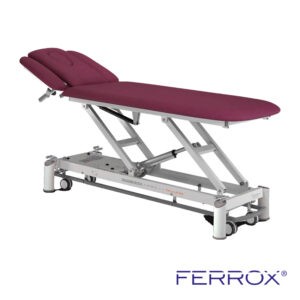 Table de massage électrique quatre plans pour kiné de couleur bordeaux de marque Ferrox