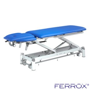 Table de massage électrique quatre plans pour kiné de couleur bleu de marque Ferrox