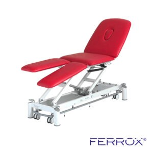 Table de massage électrique quatre plans pour kiné de couleur rouge de marque Ferrox