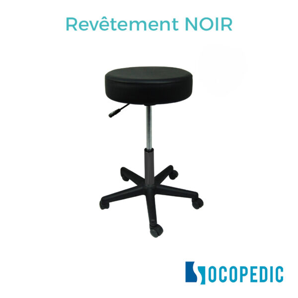 Tabouret sur roulettes de couleur noir pour kiné de marque Socopedic