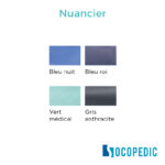 Nuancier avec 4 couleurs bleu nuit, bleu roi, vert et gris